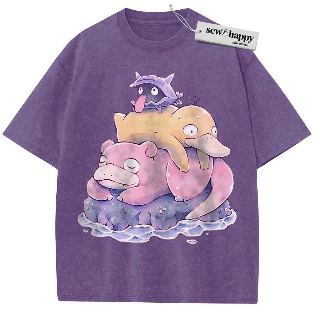 Wash Tee Psyduck Shirt, Slowpoke Shirt, Shellder Shirt, Pokemon shirt, Anime Shirt, Vintage T-Shirt