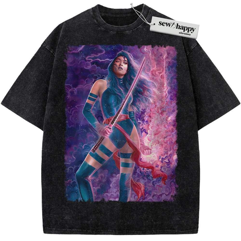 Wash Tee Psylocke Shirt, X-Men Shirt, Marvel Comics Shirt, Vintage Tee