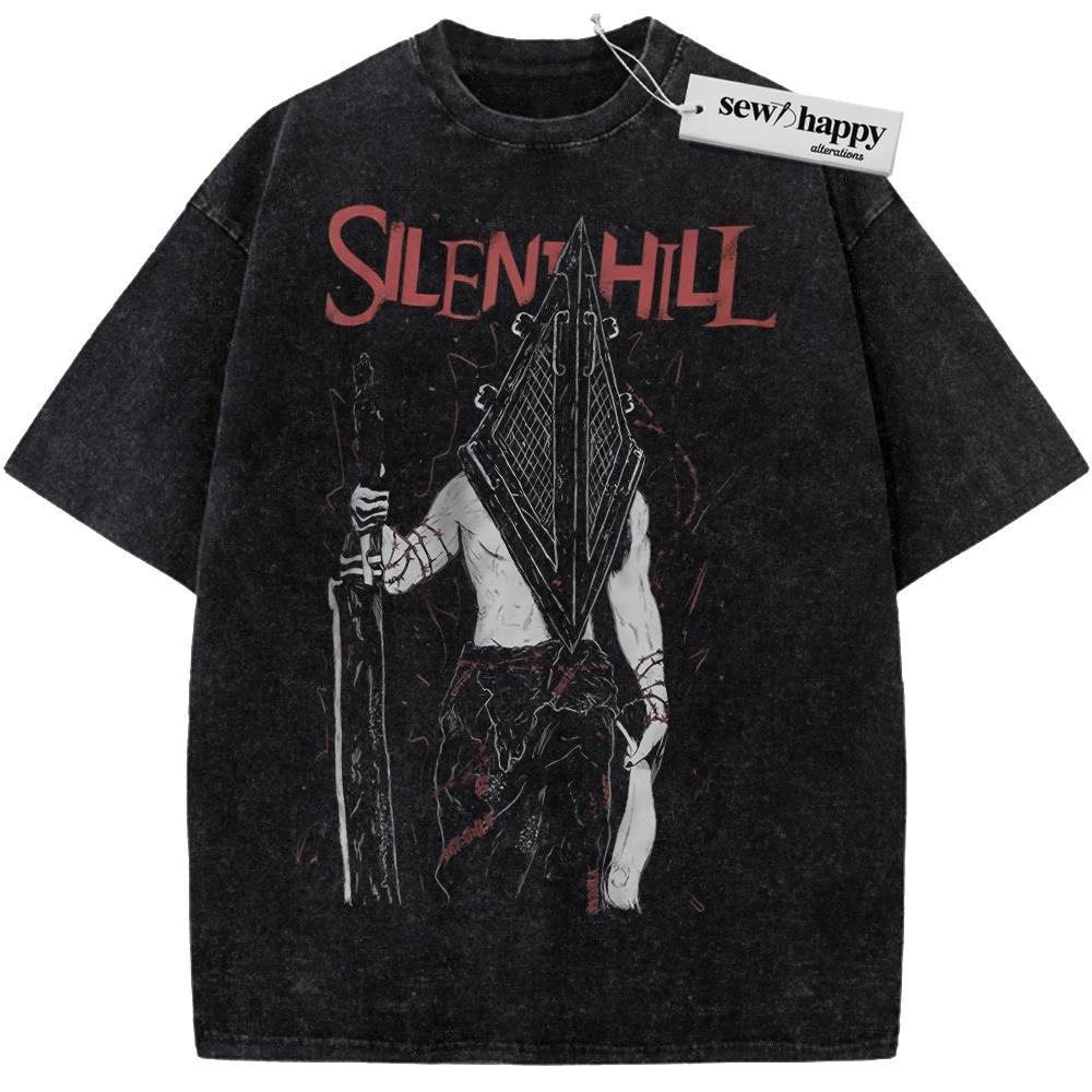 Wash Tee Pyramid Head Shirt, Silent Hill Shirt, Game Shirt, Vintage Tee