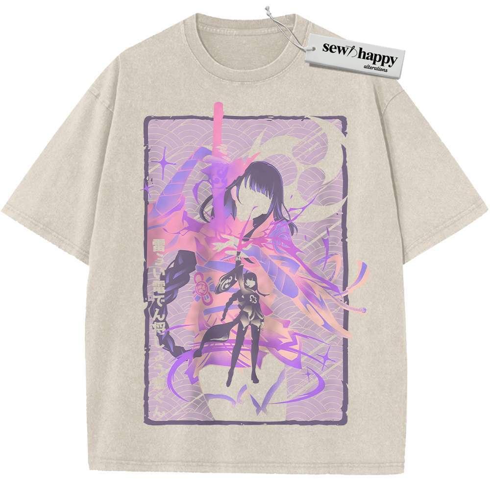 Wash Tee Raiden Shogun Shirt, Genshin Impact Shirt, Game Shirt, Vintage T-Shirt Wash Tee Raiden Shogun Shirt, Genshin Impact Shirt, Game Shirt, Vintage T-Shirt - Image 1