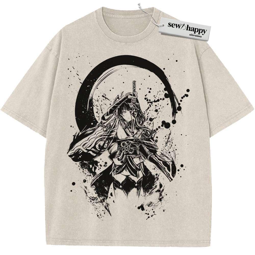 Wash Tee Raiden Shogun Shirt, Genshin Impact Shirt, Game Shirt, Vintage T-Shirt