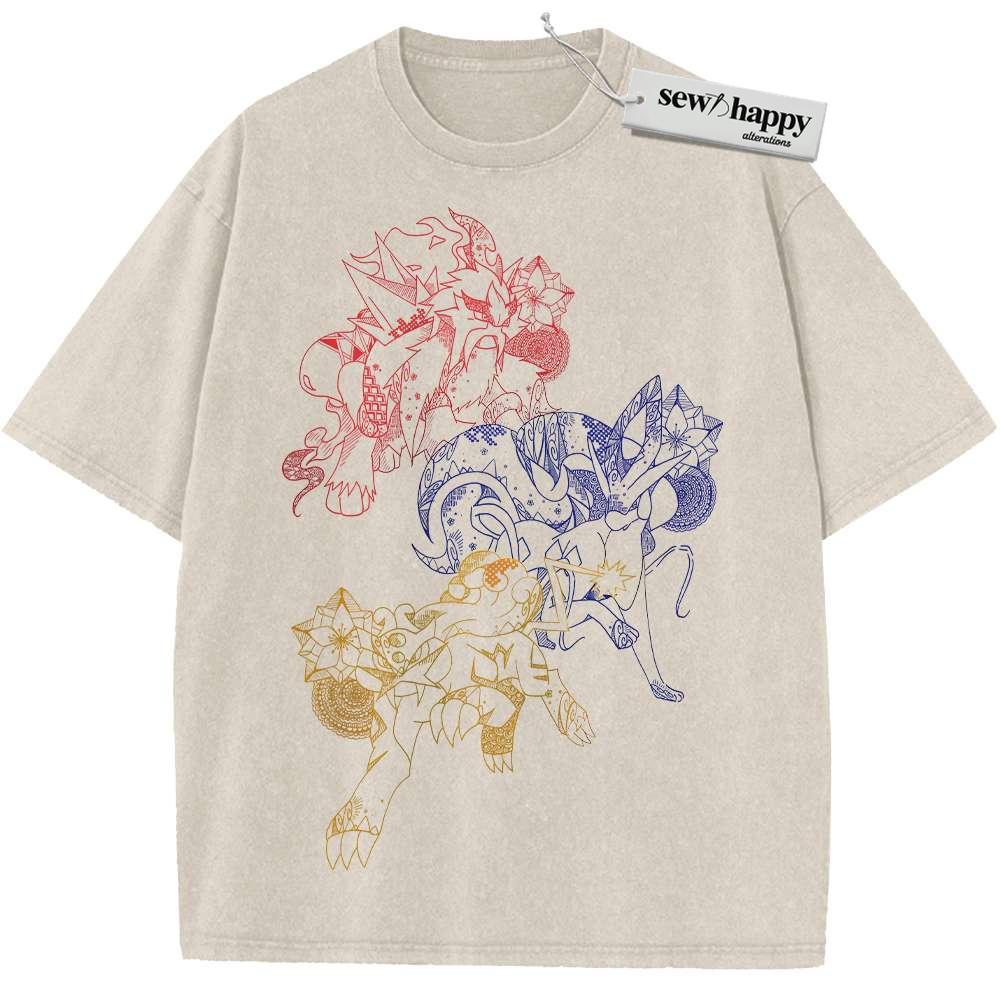 Wash Tee Raikou, Entei, Suicune Shirt,Pokemon shirt, Anime Shirt, Vintage T-Shirt