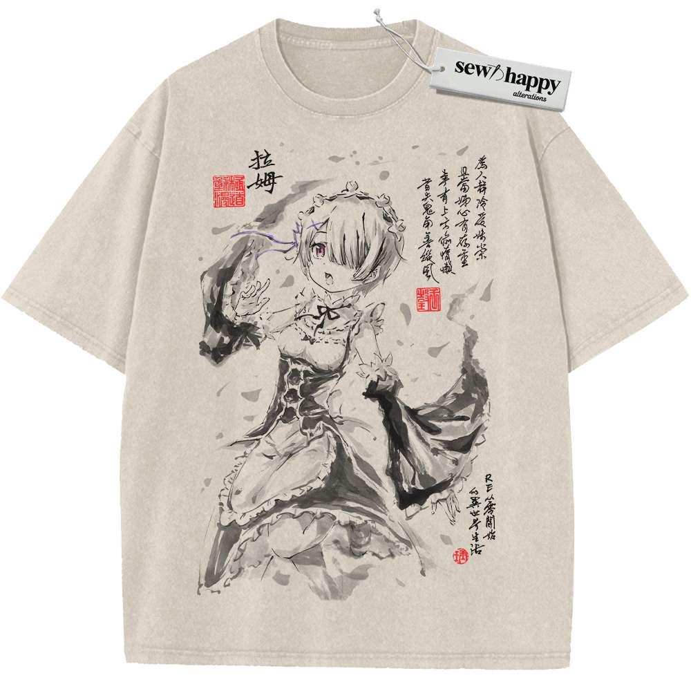 Wash Tee Ram Shirt, Re:Zero Shirt, Anime Shirt, Vintage T-Shirt
