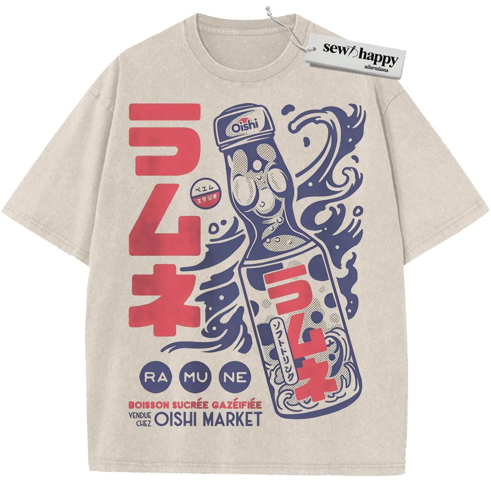 Wash Tee Ramune Soda Shirt, Japanese Streetwear Shirt, Vintage T-Shirt