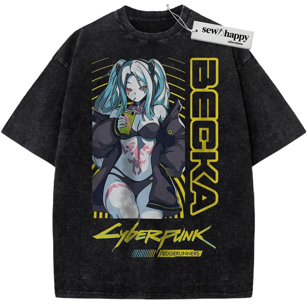 Wash Tee Rebecca Shirt, Cyberpunk: Edgerunners Shirt, Game Shirt, Vintage Tee