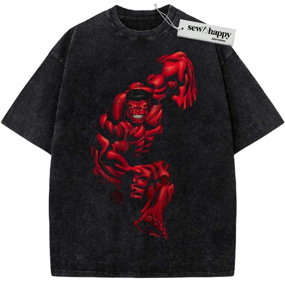 Wash Tee Red Hulk Shirt, Marvel Comics Shirt, Vintage Tee