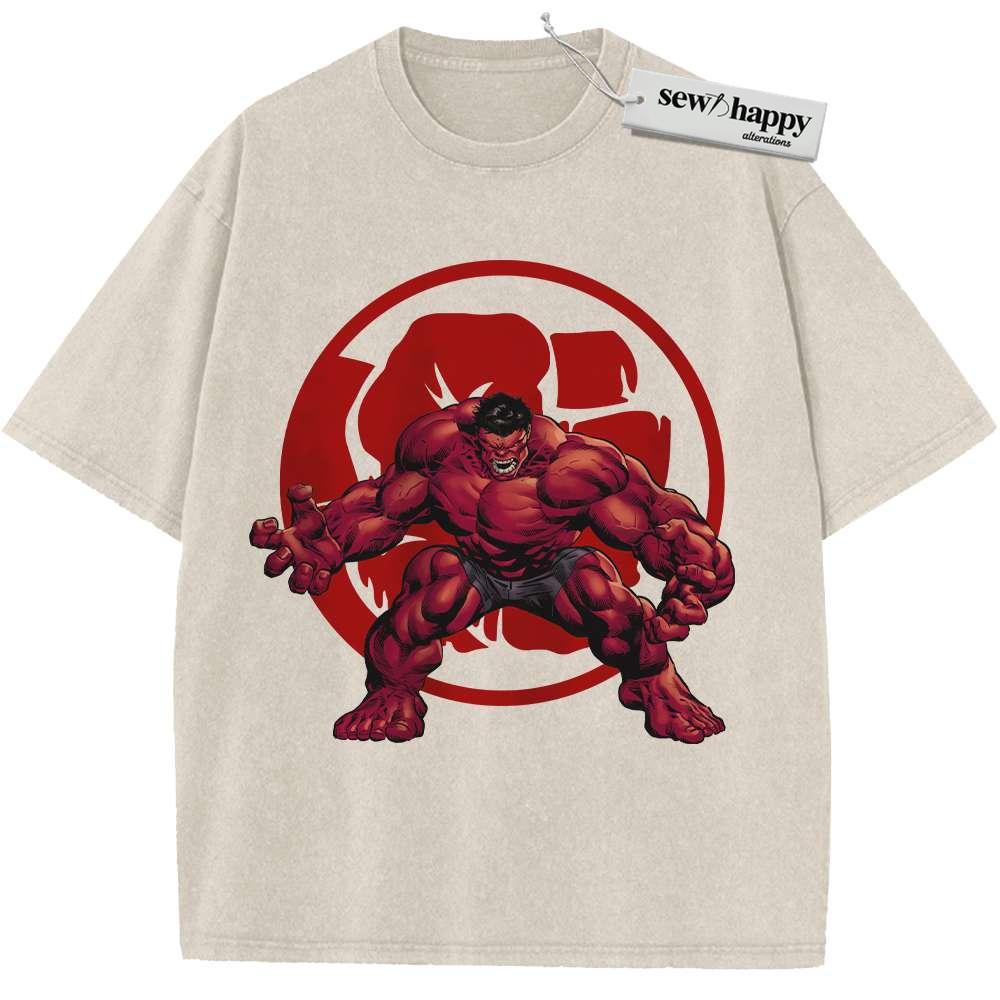 Wash Tee Red Hulk Shirt, Marvel Comics Shirt, Vintage Tee