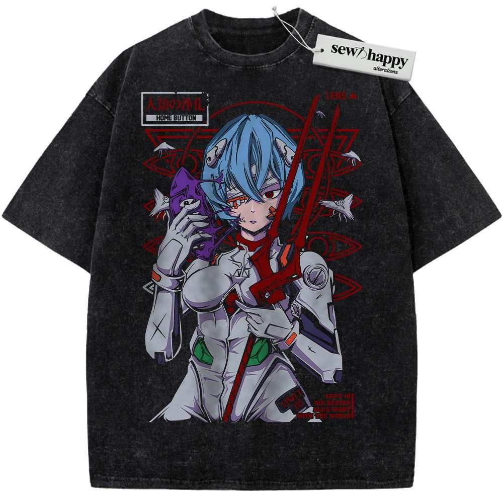 Wash Tee Rei Ayanami Shirt, Neon Genesis Evangelion Shirt, Anime Shirt, Vintage Tee