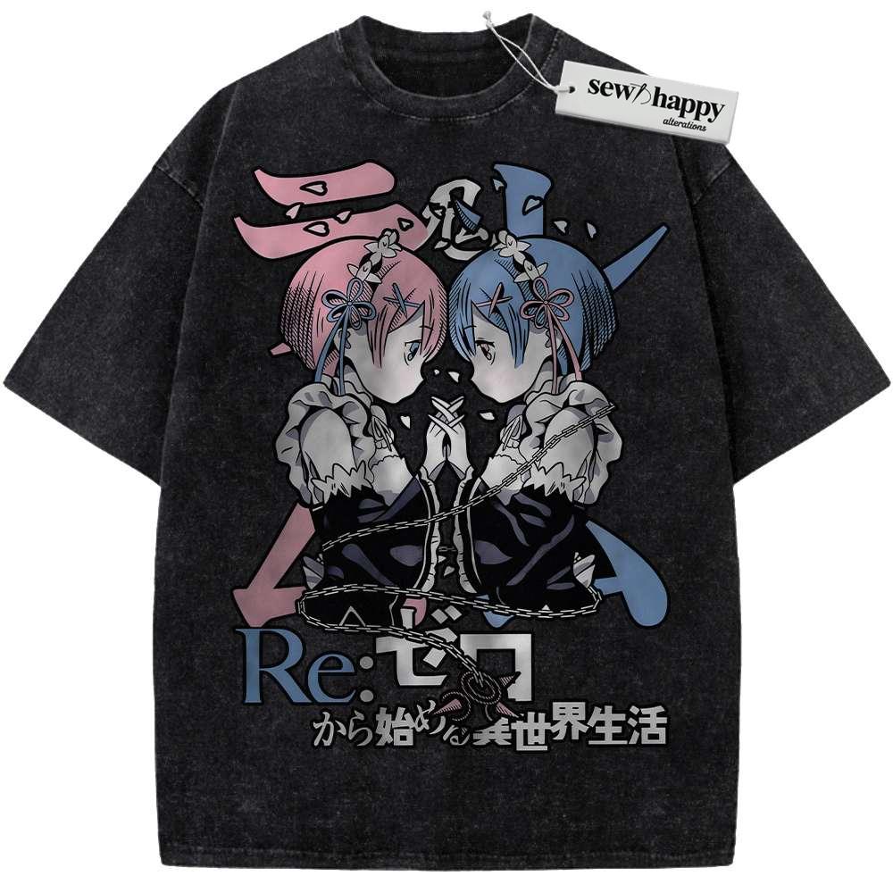Wash Tee Rem Shirt, Ram Shirt, Re:Zero Shirt, Anime Shirt, Vintage T-Shirt