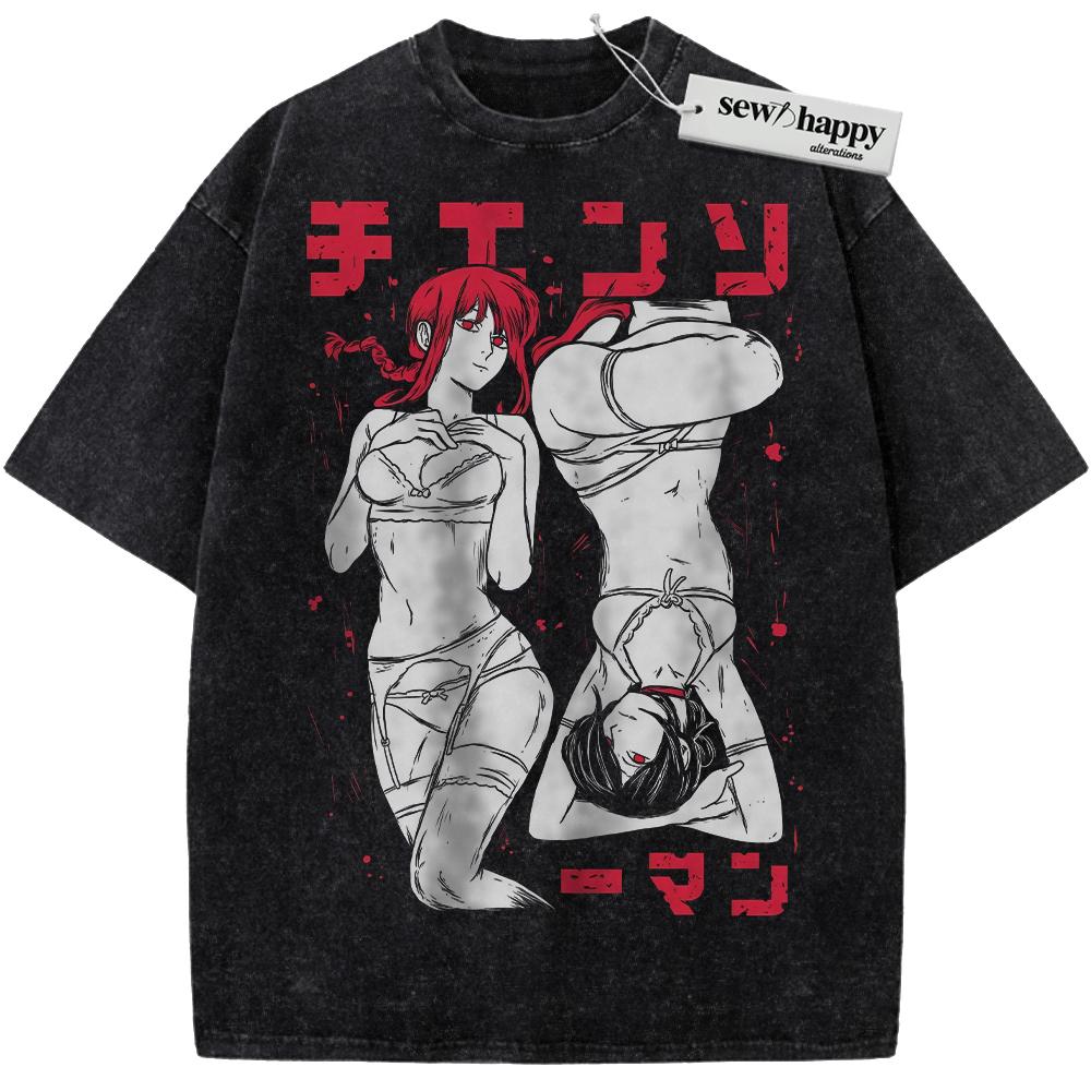 Wash Tee Reze and Makima Shirt, Chainsaw Man Shirt, Anime Shirt, Vintage T-Shirt