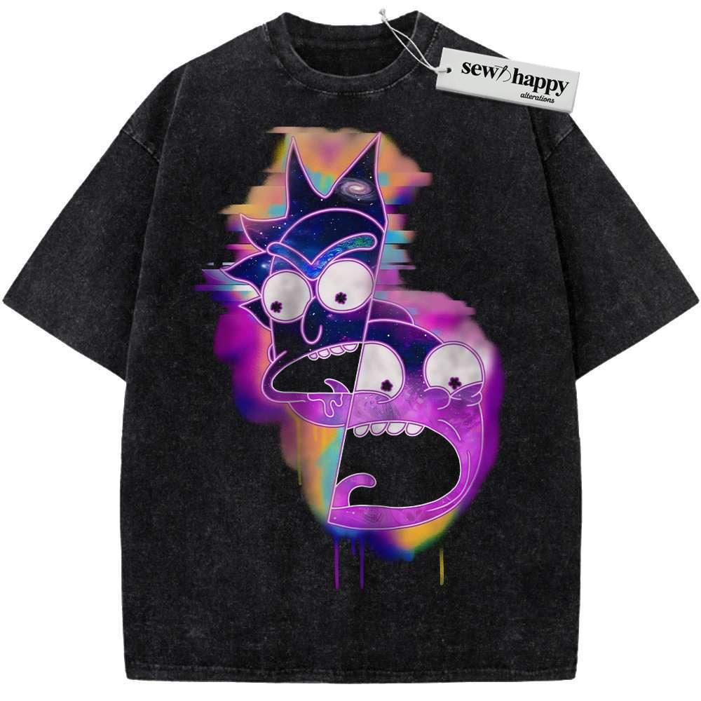 Wash Tee Rick and Morty Shirt, Animated Shirt, Vintage T-Shirt Wash Tee Rick and Morty Shirt, Animated Shirt, Vintage T-Shirt - Image 1