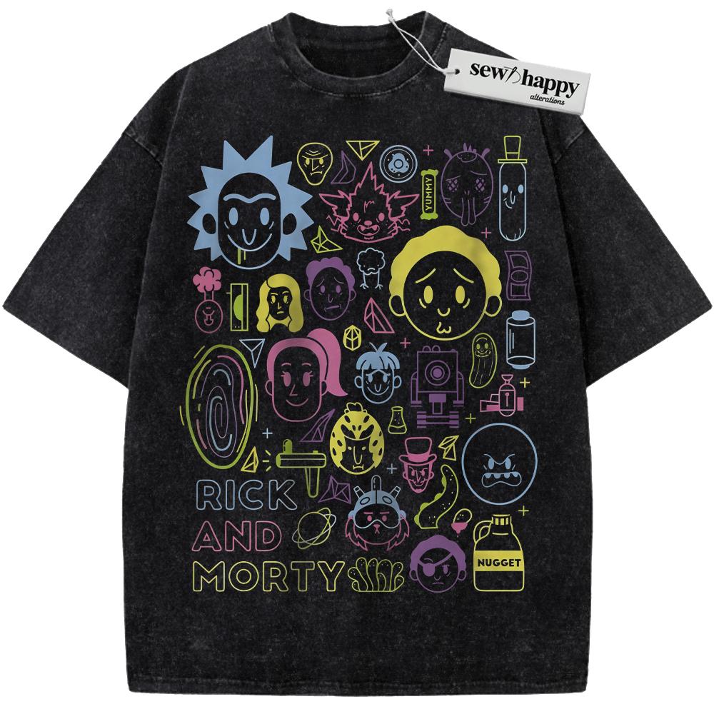 Wash Tee Rick and Morty Shirt, Animated Shirt, Vintage Tee Wash Tee Rick and Morty Shirt, Animated Shirt, Vintage Tee - Image 1