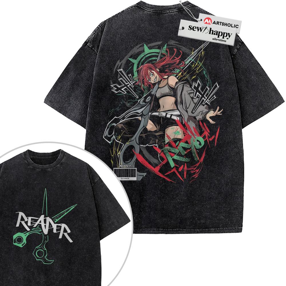 Wash Tee Riyo Reaper Shirt, Gachiakuta Shirt, Anime Shirt, Vintage T-Shirt 2-Sided