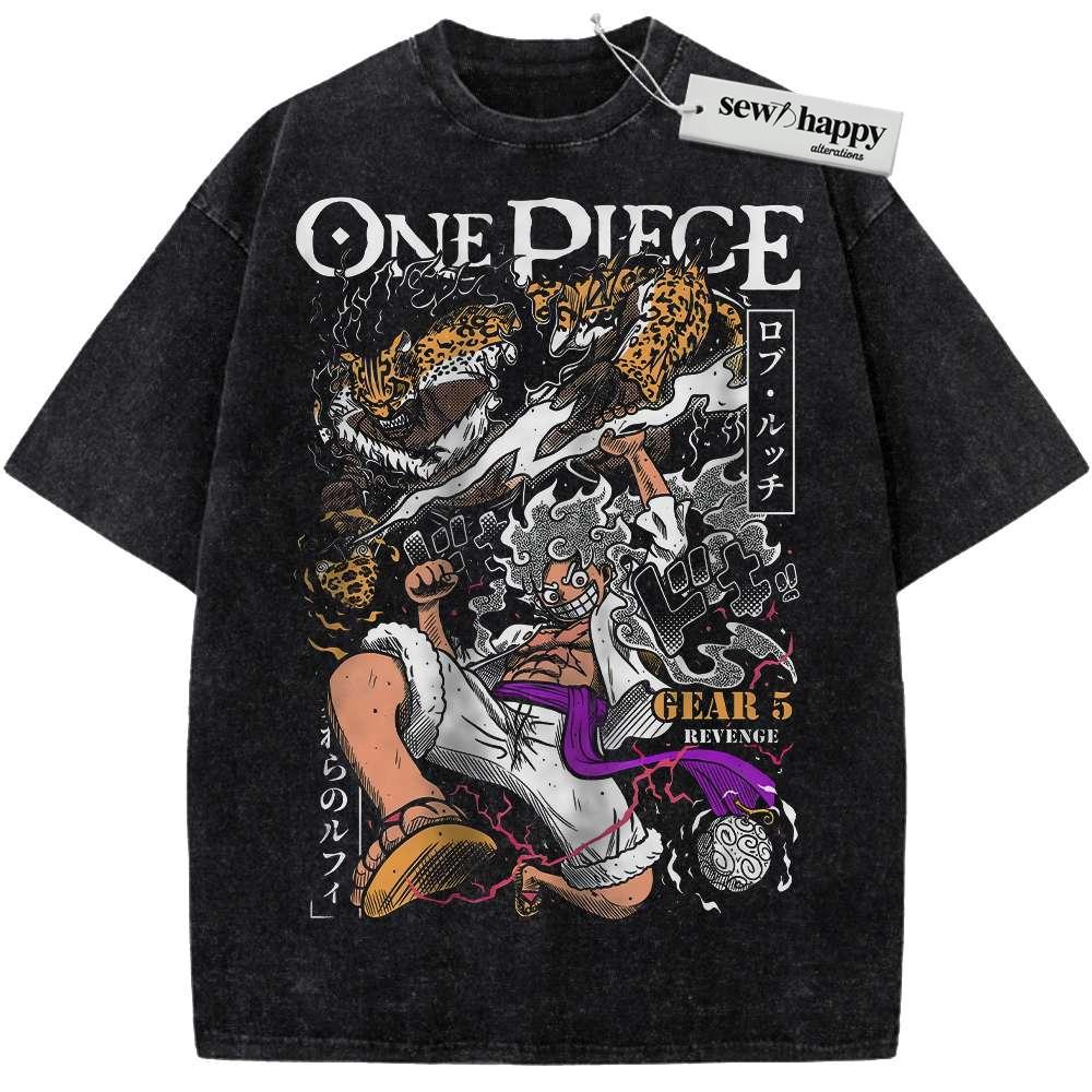 Wash Tee Rob Lucci vs Luffy Gear 5 Shirt, One Piece Shirt, Anime Shirt, Vintage T-Shirt