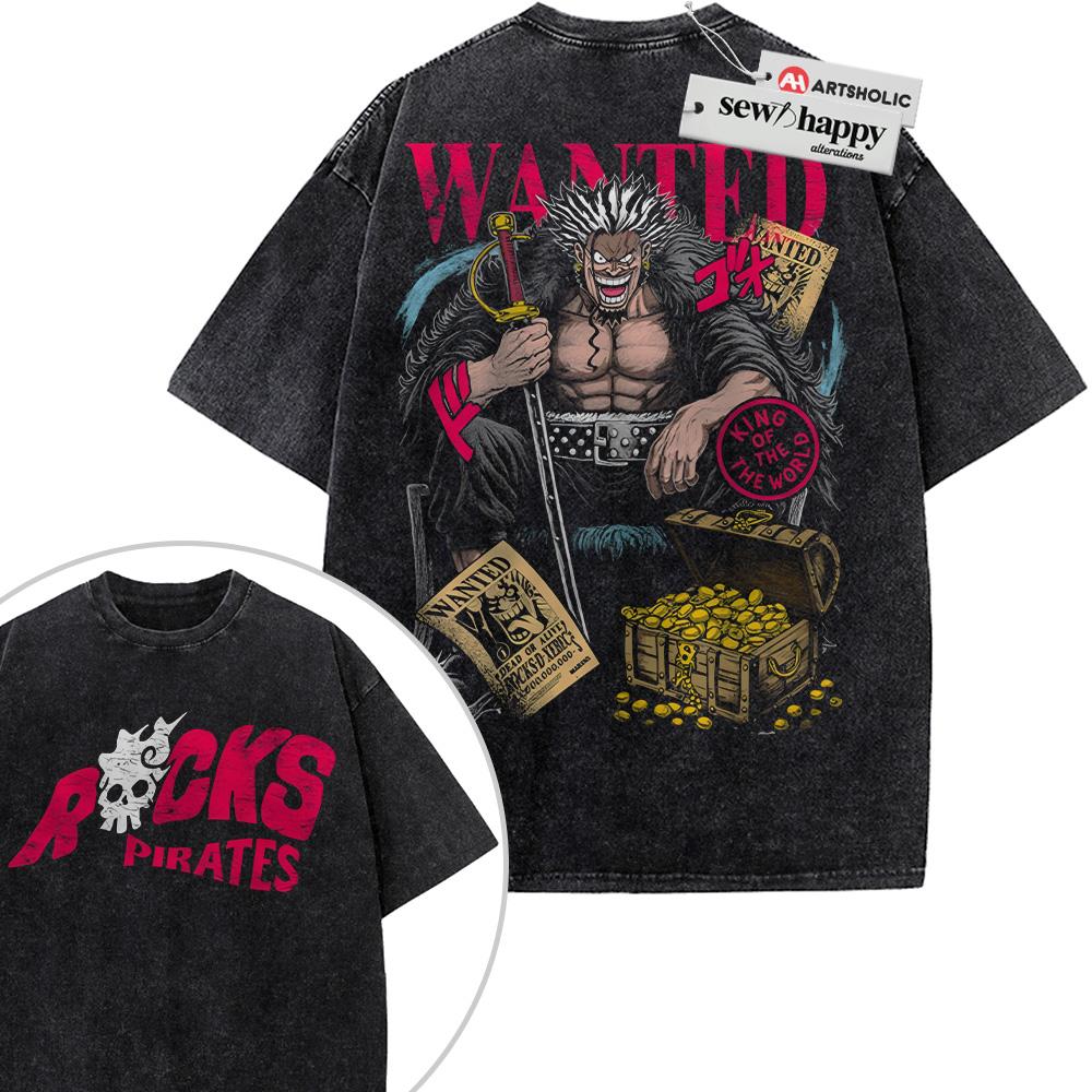 Wash Tee Rocks D Xebec Shirt, One Piece Shirt, Anime Shirt, Vintage T-Shirt 2-Sided