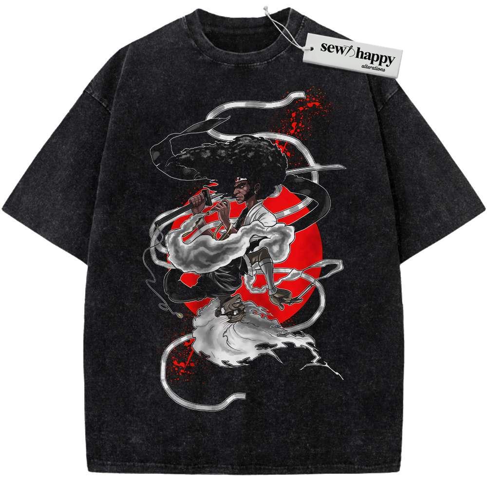 Wash Tee Rokutaro Shirt, Ninja Ninja Shirt, Afro Samurai Shirt, Anime Shirt, Vintage Tee