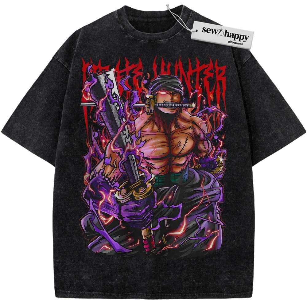 Wash Tee Roronoa Zoro Shirt, One Piece Shirt, Anime Shirt, Vintage Tee Wash Tee Roronoa Zoro Shirt, One Piece Shirt, Anime Shirt, Vintage Tee - Image 1