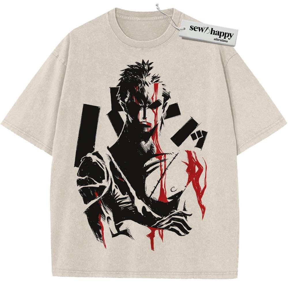 Wash Tee Roronoa Zoro Shirt, One Piece Shirt, Anime Shirt, Vintage Tee Wash Tee Roronoa Zoro Shirt, One Piece Shirt, Anime Shirt, Vintage Tee - Image 1