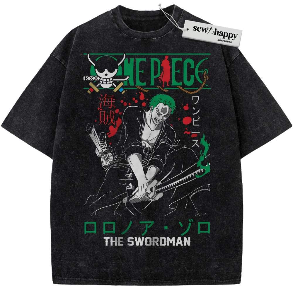 Wash Tee Roronoa Zoro Shirt, One Piece Shirt, Anime Shirt, Vintage Tee Wash Tee Roronoa Zoro Shirt, One Piece Shirt, Anime Shirt, Vintage Tee - Image 1