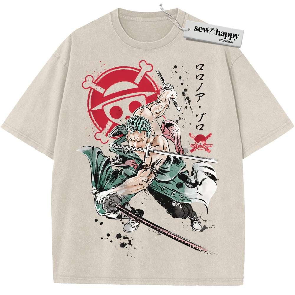 Wash Tee Roronoa Zoro Shirt, One Piece Shirt, Anime Shirt, Vintage Tee Wash Tee Roronoa Zoro Shirt, One Piece Shirt, Anime Shirt, Vintage Tee - Image 1