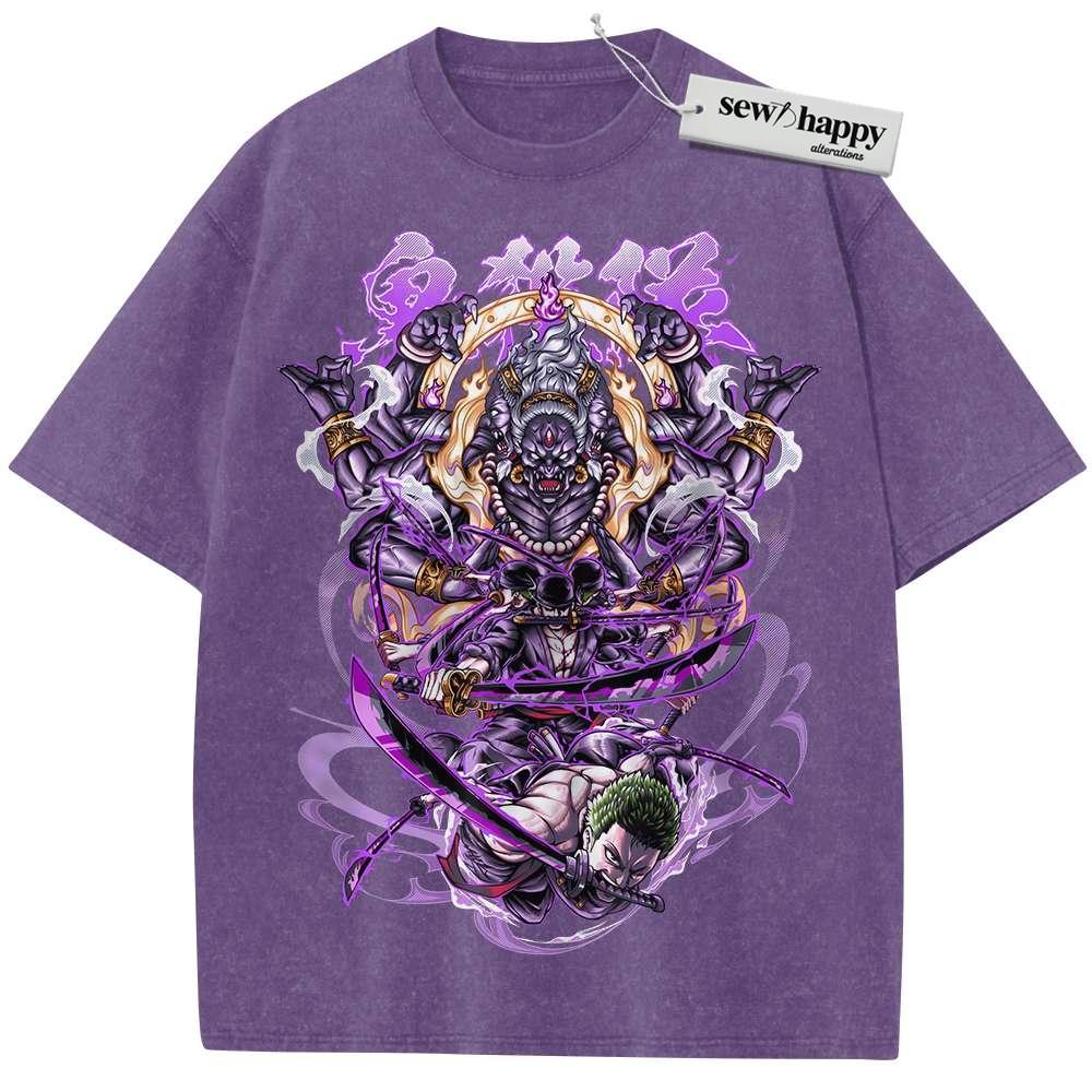 Wash Tee Roronoa Zoro Shirt, One Piece Shirt, Anime Shirt, Vintage Tee