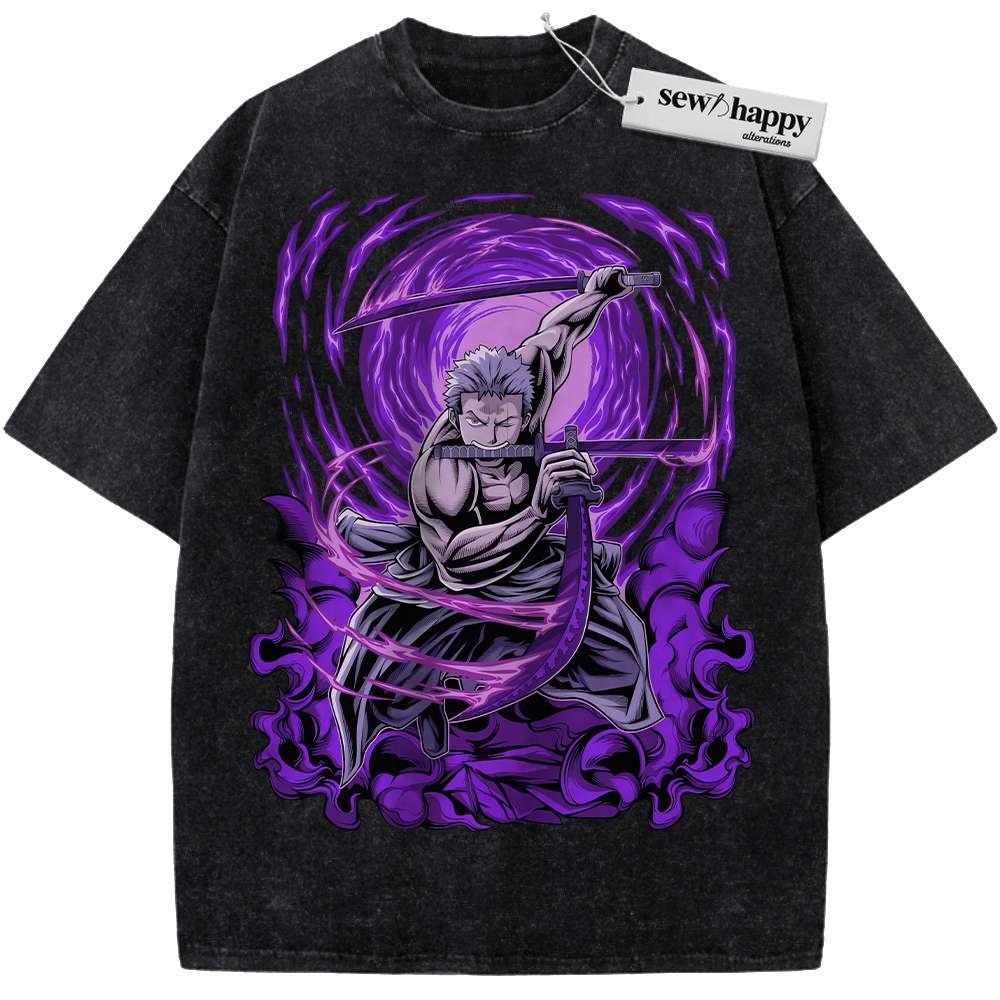 Wash Tee Roronoa Zoro Shirt, One Piece Shirt, Anime Shirt, Vintage Tee Wash Tee Roronoa Zoro Shirt, One Piece Shirt, Anime Shirt, Vintage Tee - Image 1