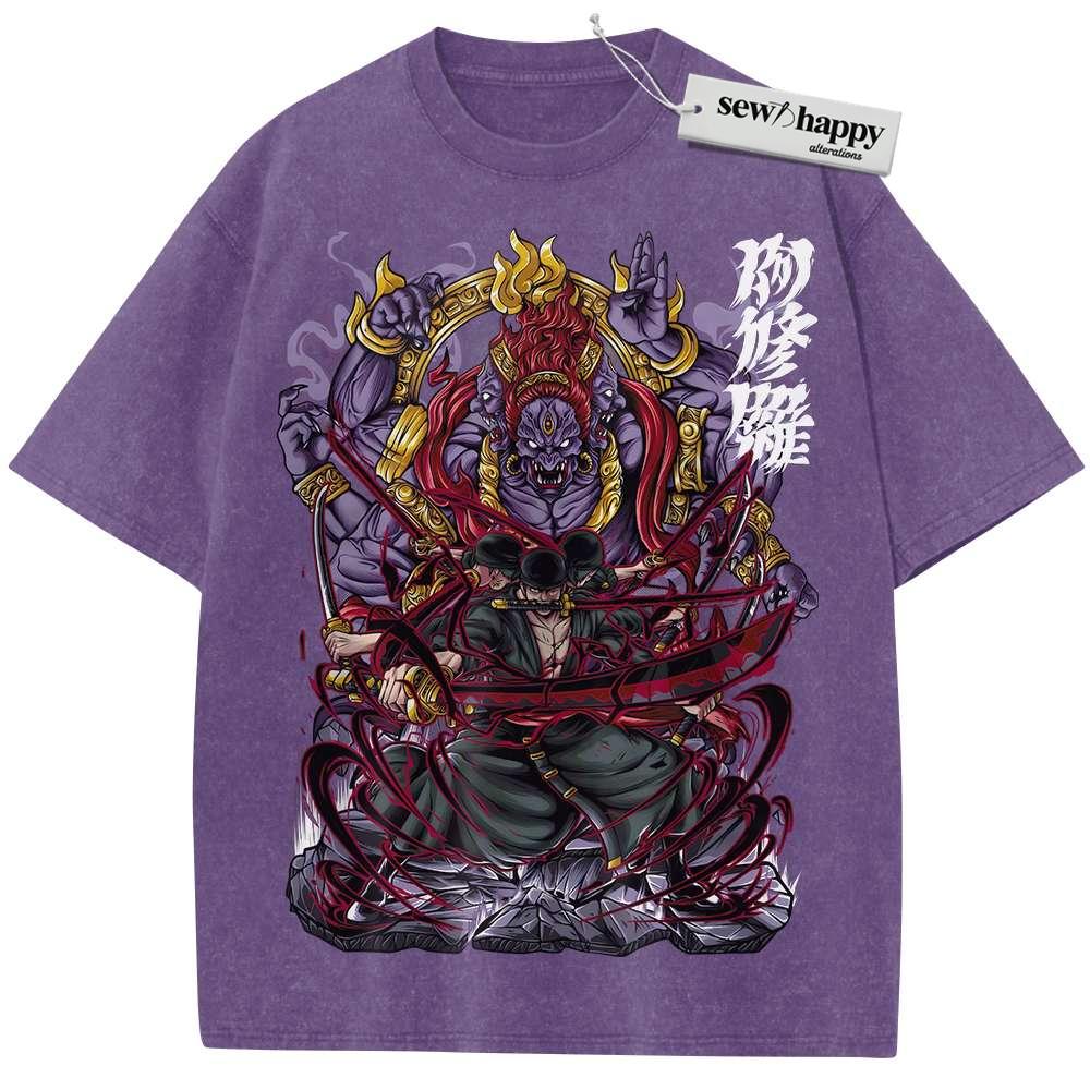 Wash Tee Roronoa Zoro Shirt, One Piece Shirt, Anime Shirt, Vintage Tee Wash Tee Roronoa Zoro Shirt, One Piece Shirt, Anime Shirt, Vintage Tee - Image 1