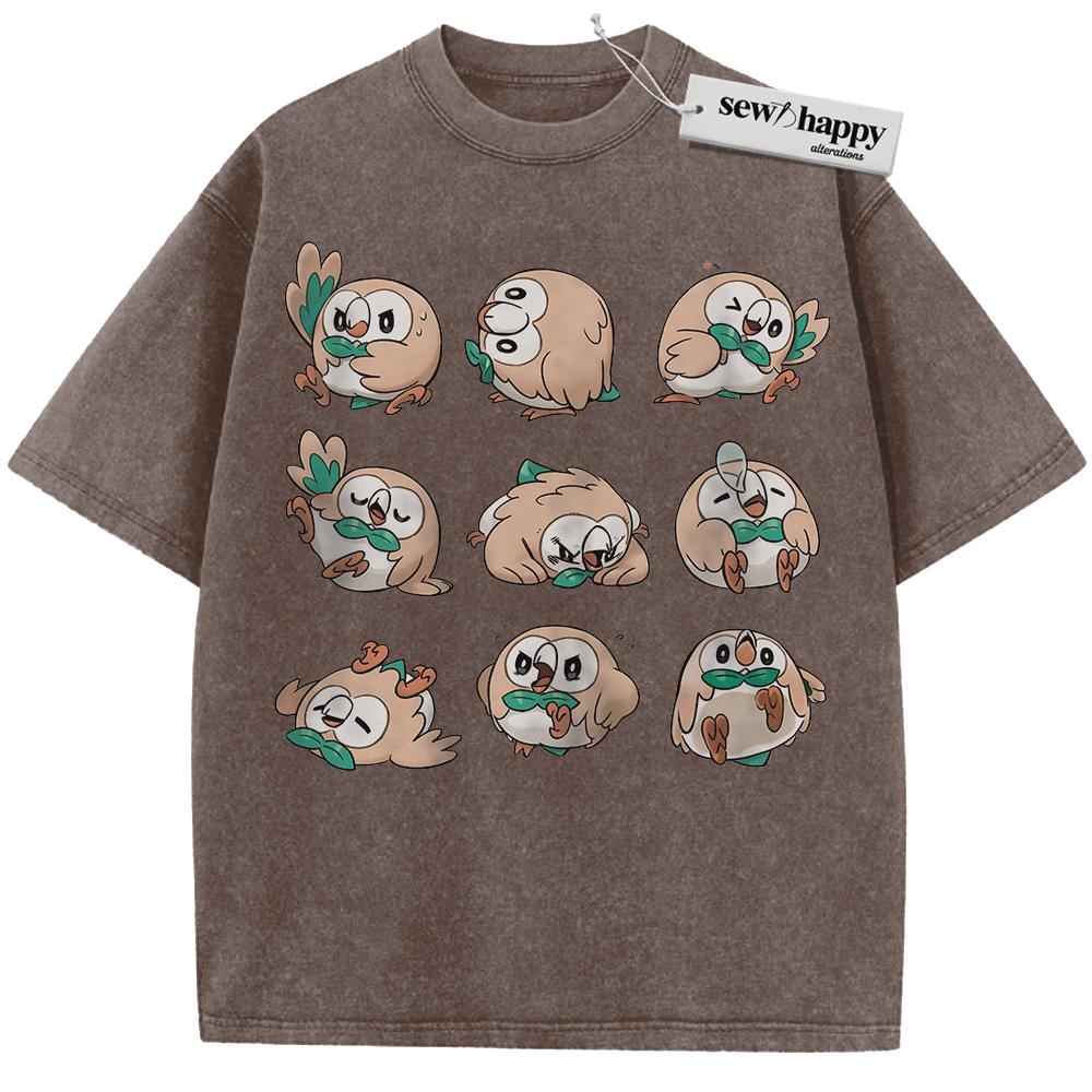 Wash Tee Rowlet Shirt, Pokemon Shirt, PKM Shirt, Anime Shirt, Vintage T-Shirt