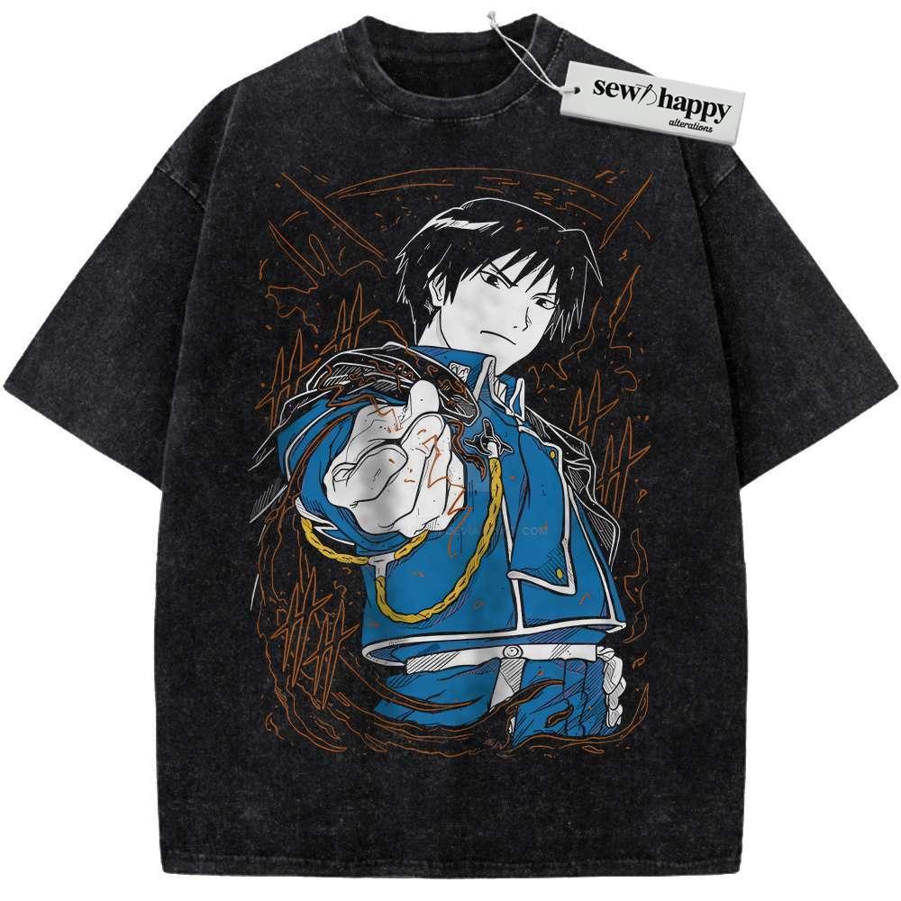 Wash Tee Roy Mustang Shirt, Fullmetal Alchemist Shirt, Anime Shirt, Vintage T-Shirt
