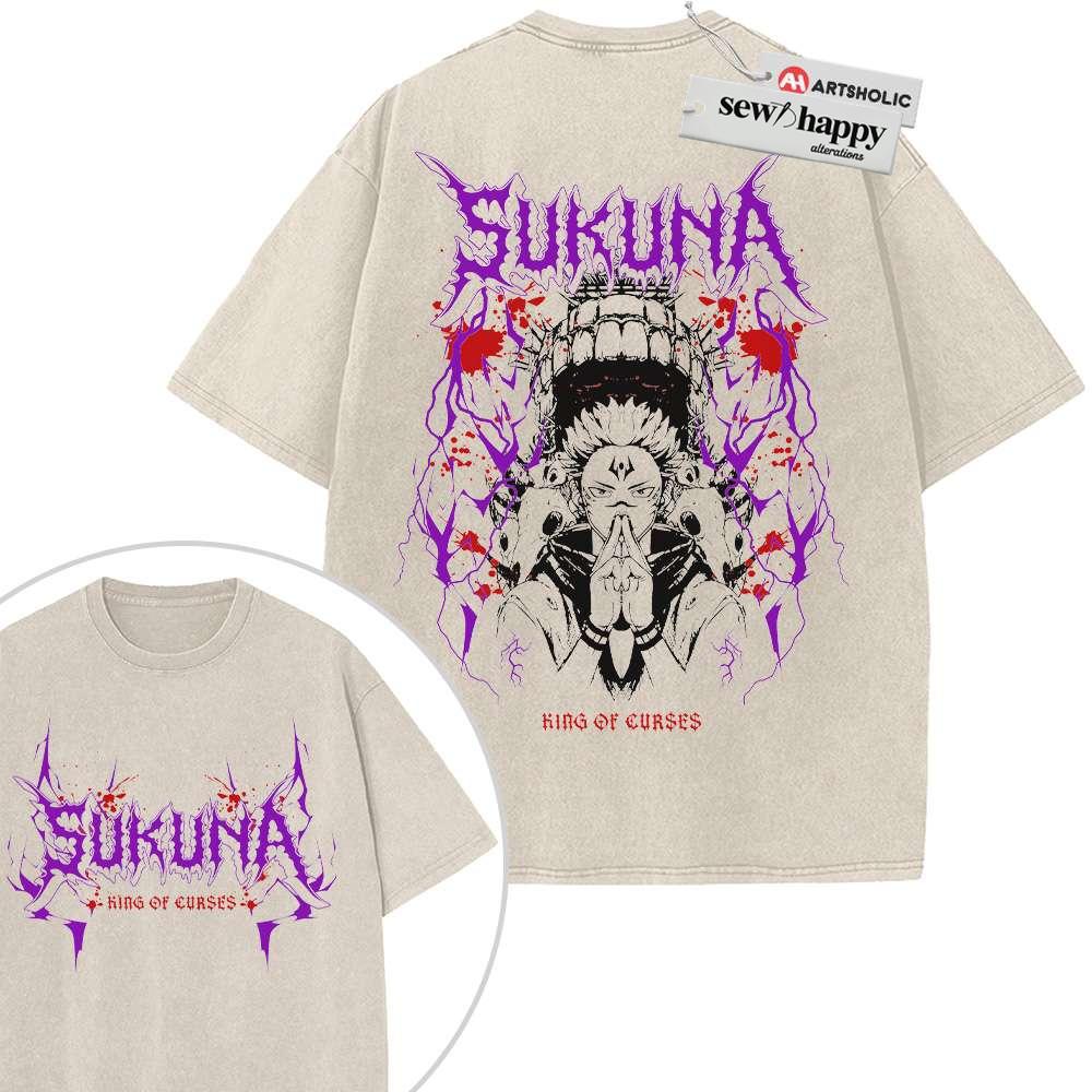 Wash Tee Ryomen Sukuna Shirt, Jujutsu Kaisen Shirt, Anime Shirt, Vintage T-Shirt 2-Sided