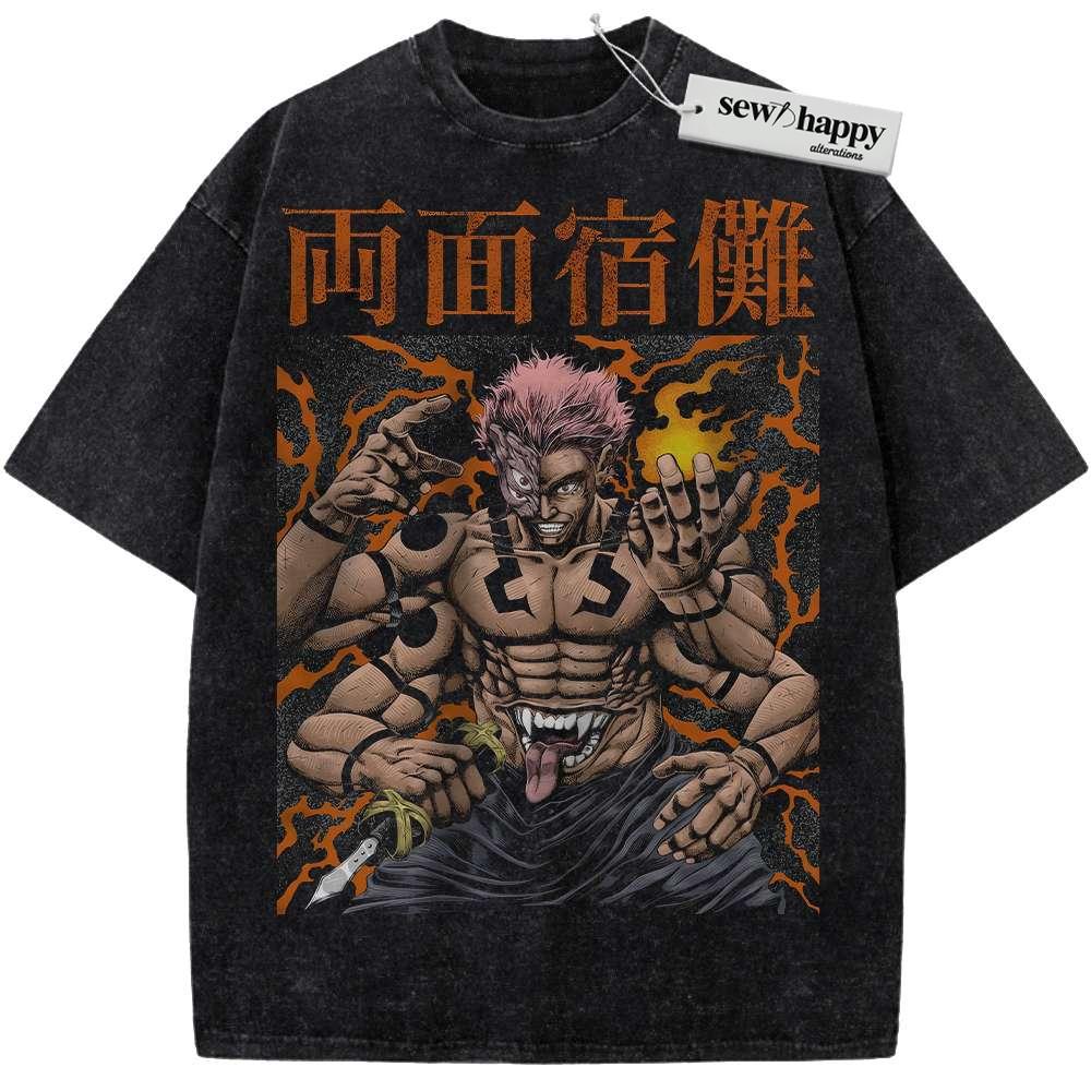 Wash Tee Ryomen Sukuna Shirt, Jujutsu Kaisen Shirt, Anime Shirt, Vintage T-Shirt