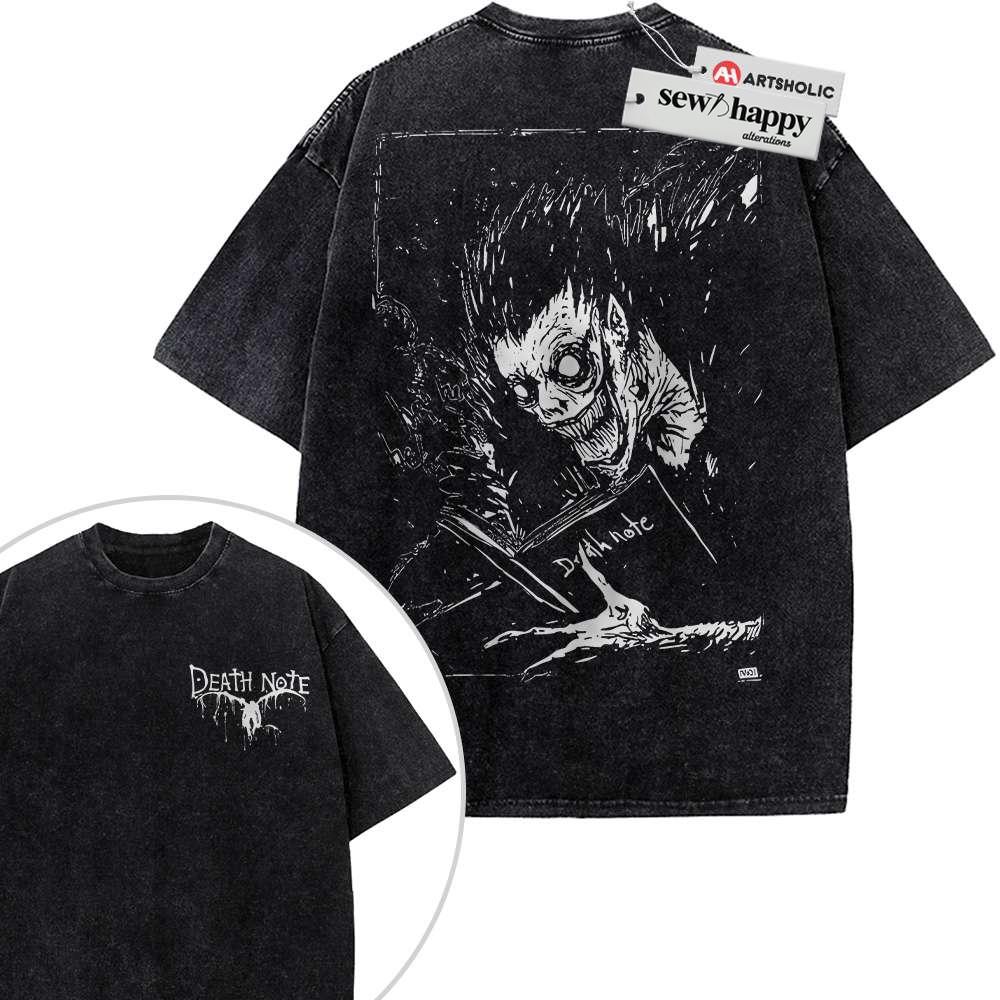 Wash Tee Ryuk Shirt, Death Note Shirt, Anime Shirt, Vintage T-Shirt 2-Sided Wash Tee Ryuk Shirt, Death Note Shirt, Anime Shirt, Vintage T-Shirt 2-Sided - Image 1