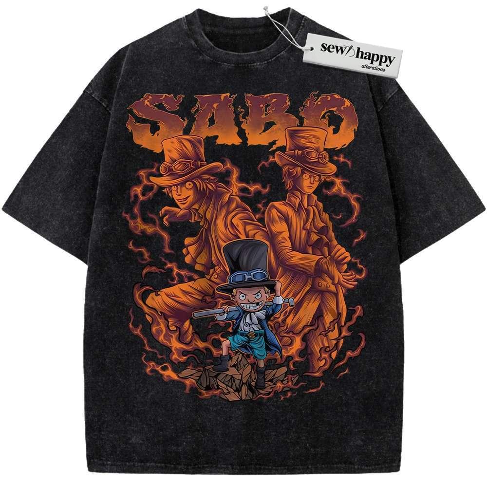 Wash Tee Sabo Shirt, One Piece Shirt, Anime Shirt, Vintage T-Shirt