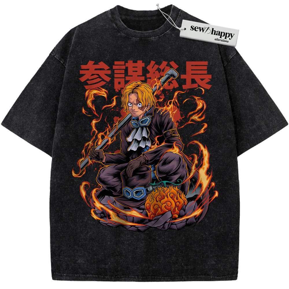 Wash Tee Sabo Shirt, One Piece Shirt, Anime Shirt, Vintage Tee