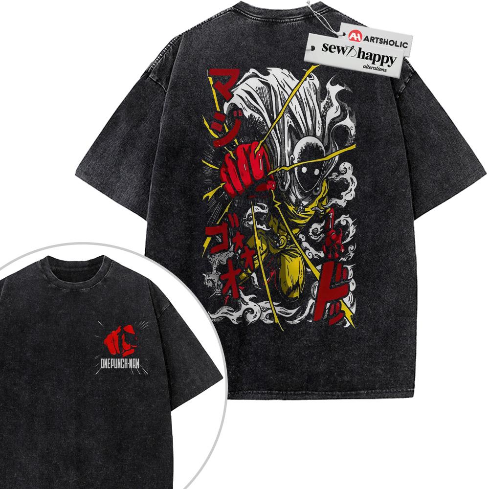 Wash Tee Saitama Shirt, One Punch Man Shirt, Anime Shirt, Vintage T-Shirt 2-Sided