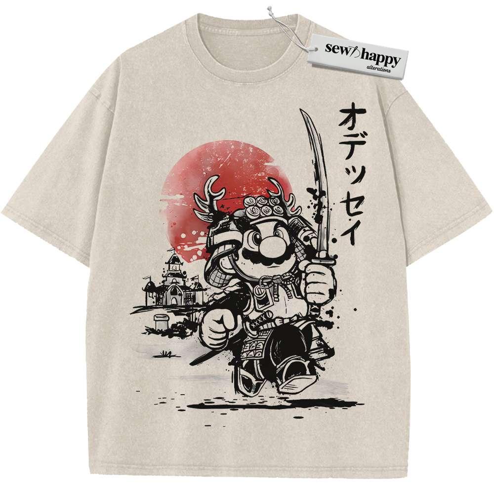Wash Tee Samurai Super Mario Shirt, Game Shirt, Vintage Tee