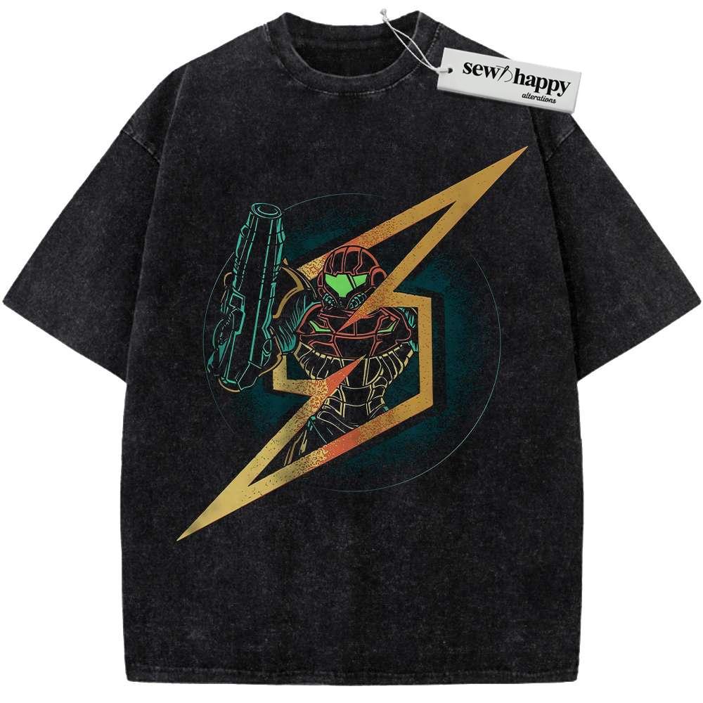 Wash Tee Samus Aran Shirt, Metroid Shirt, Game Shirt, Vintage Tee