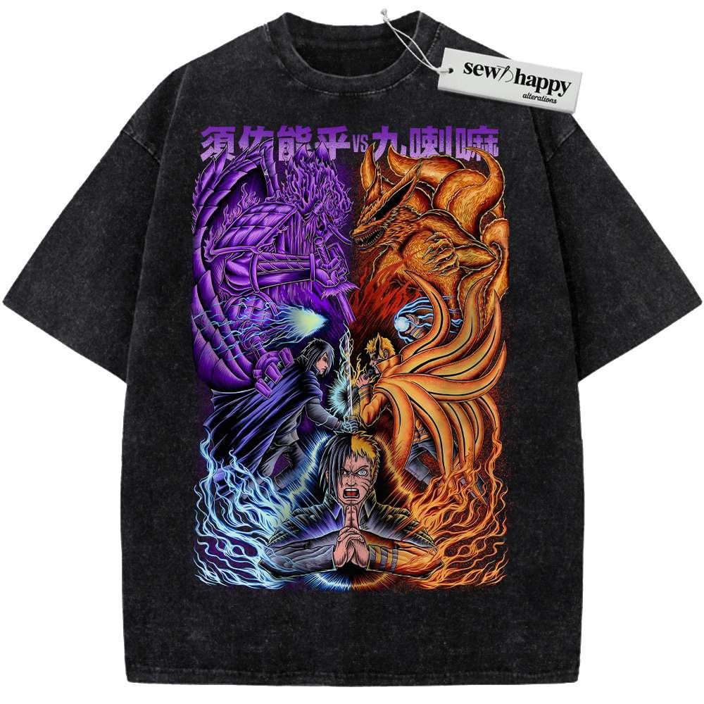 Wash Tee Sasuke Uchiha Shirt, Naruto Shirt, Anime Shirt, Vintage Tee