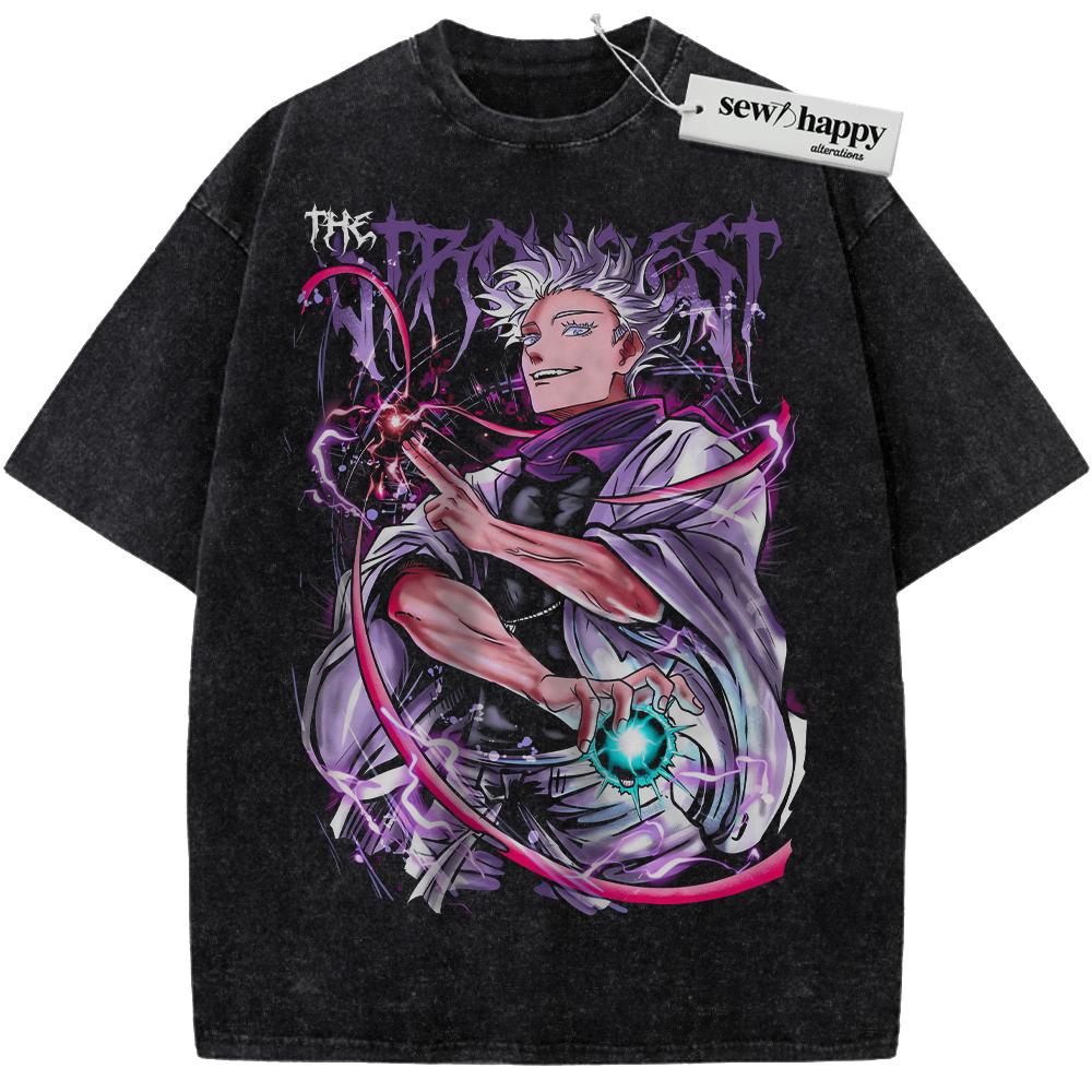 Wash Tee Satoru Gojo Shirt, Jujutsu Kaisen Shirt, Anime Shirt, Vintage Tee