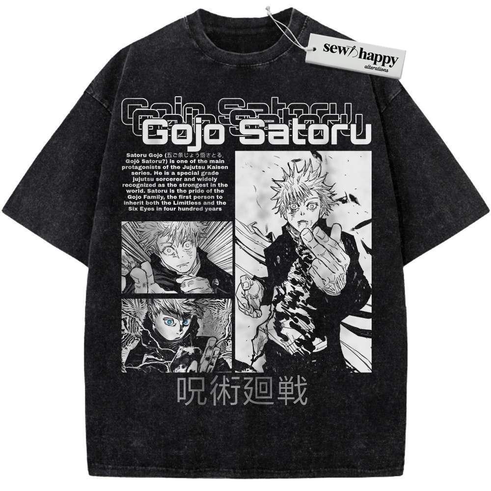 Wash Tee Satoru Gojo Shirt, Jujutsu Kaisen Shirt, Anime Shirt, Vintage Tee Wash Tee Satoru Gojo Shirt, Jujutsu Kaisen Shirt, Anime Shirt, Vintage Tee - Image 1