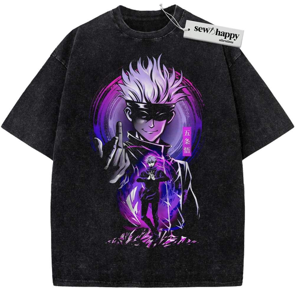 Wash Tee Satoru Gojo Shirt, Jujutsu Kaisen Shirt, Anime Shirt, Vintage Tee Wash Tee Satoru Gojo Shirt, Jujutsu Kaisen Shirt, Anime Shirt, Vintage Tee - Image 1
