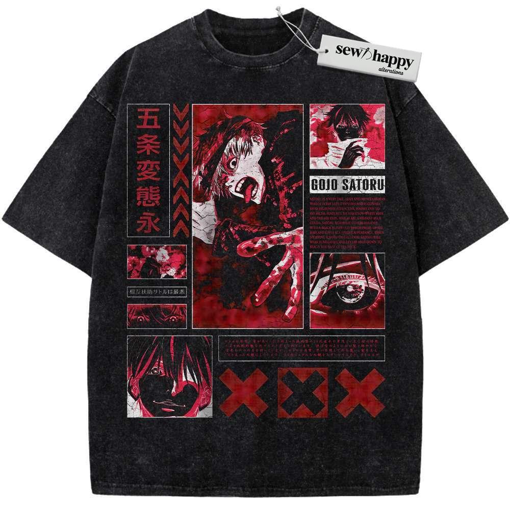 Wash Tee Satoru Gojo Shirt, Jujutsu Kaisen Shirt, Anime Shirt, Vintage Tee Wash Tee Satoru Gojo Shirt, Jujutsu Kaisen Shirt, Anime Shirt, Vintage Tee - Image 1