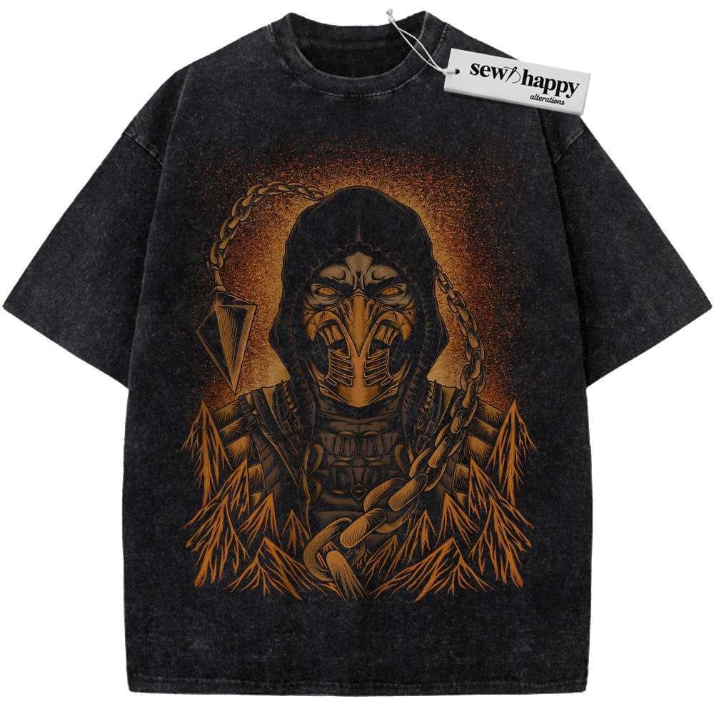 Wash Tee Scorpion Shirt, Mortal Kombat Shirt, Game Shirt, Vintage T-Shirt