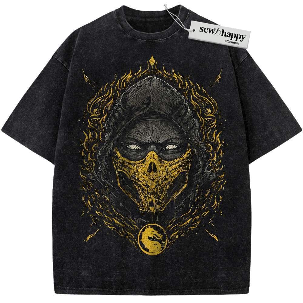 Wash Tee Scorpion Shirt, Mortal Kombat Shirt, Game Shirt, Vintage T-Shirt