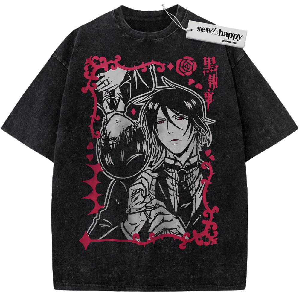 Wash Tee Sebastian Michaelis and Ciel Phantomhive Shirt, Black Butler Shirt, Anime Shirt, Vintage T-Shirt