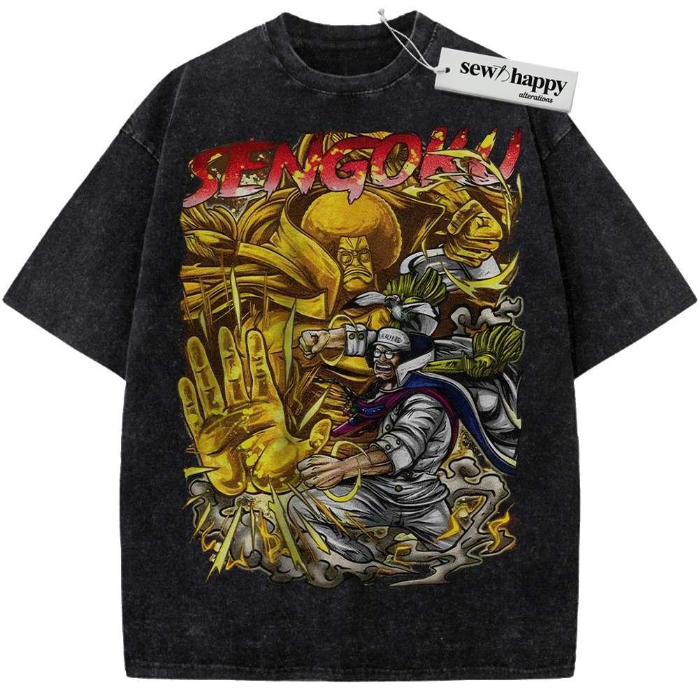 Wash Tee Sengoku Shirt, One Piece Shirt, Anime Shirt, Vintage Tee