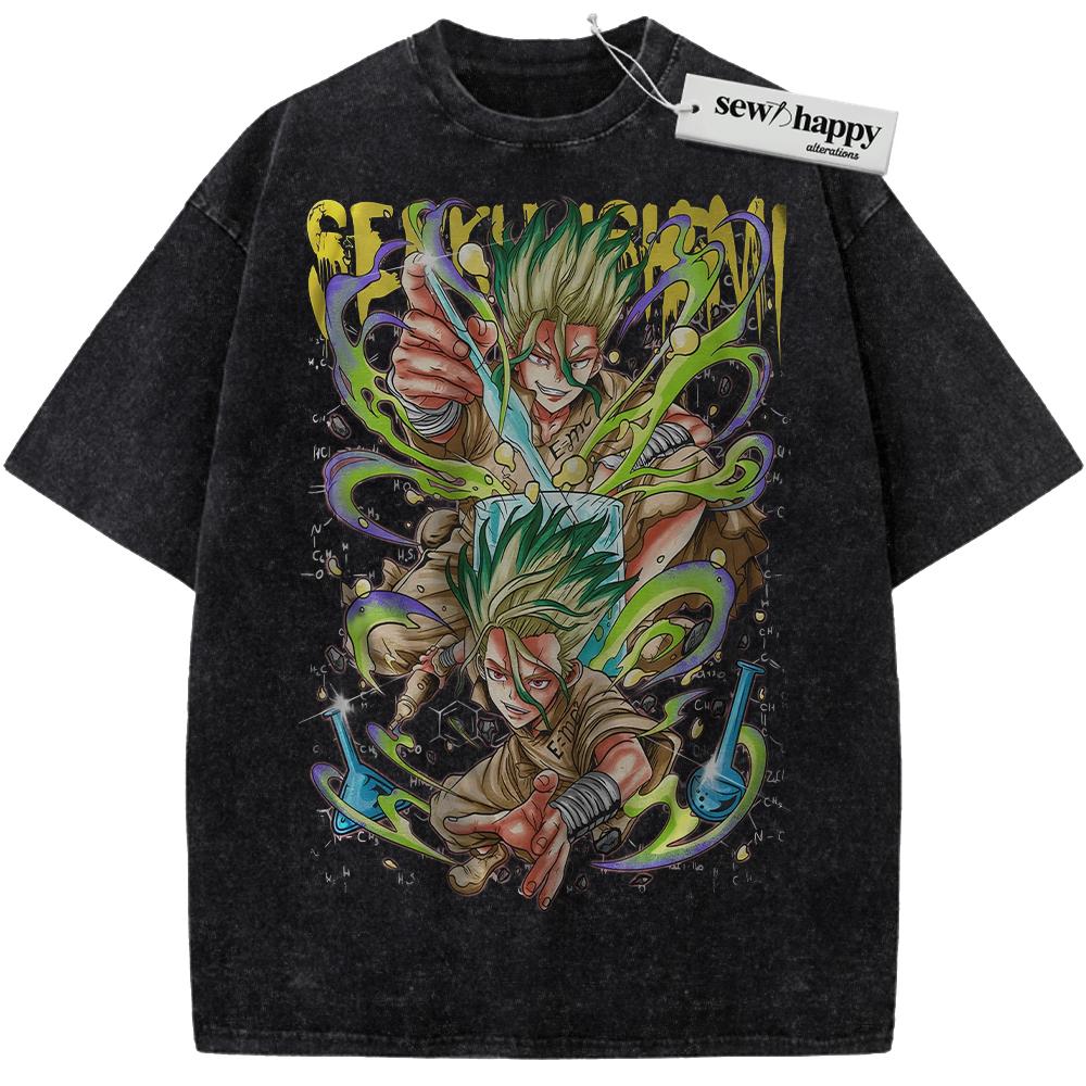 Wash Tee Senku Ishigami Shirt, Dr. Stone Shirt, Anime Shirt, Vintage Tee