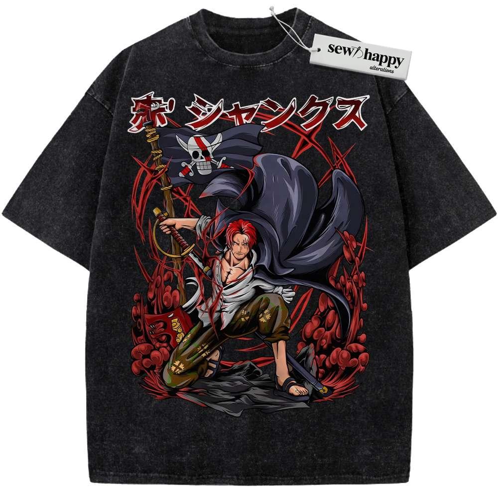 Wash Tee Shanks Shirt, One Piece Shirt, Anime Shirt, Vintage T-Shirt