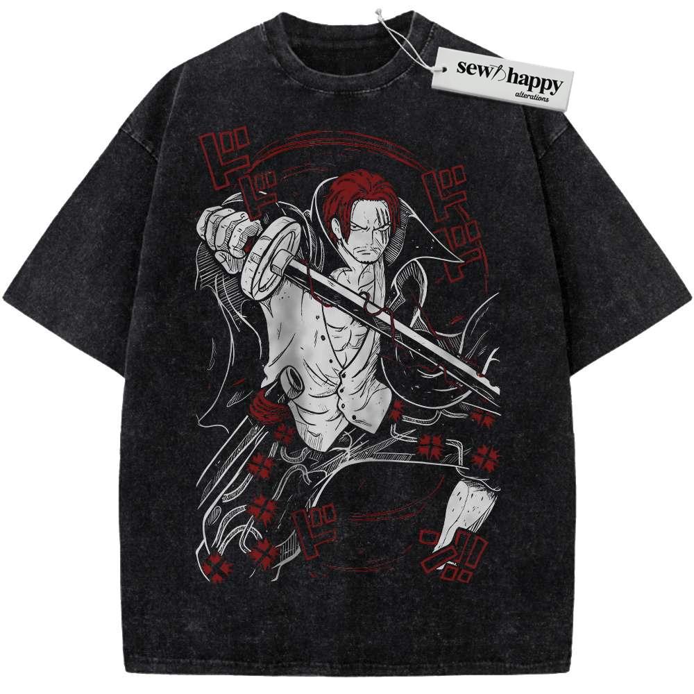 Wash Tee Shanks Shirt, One Piece Shirt, Anime Shirt, Vintage Tee