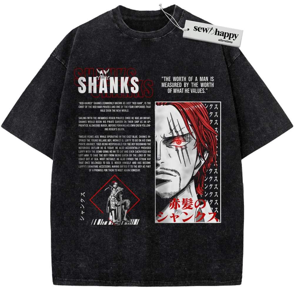 Wash Tee Shanks Shirt, One Piece Shirt, Anime Shirt, Vintage Tee Wash Tee Shanks Shirt, One Piece Shirt, Anime Shirt, Vintage Tee - Image 1
